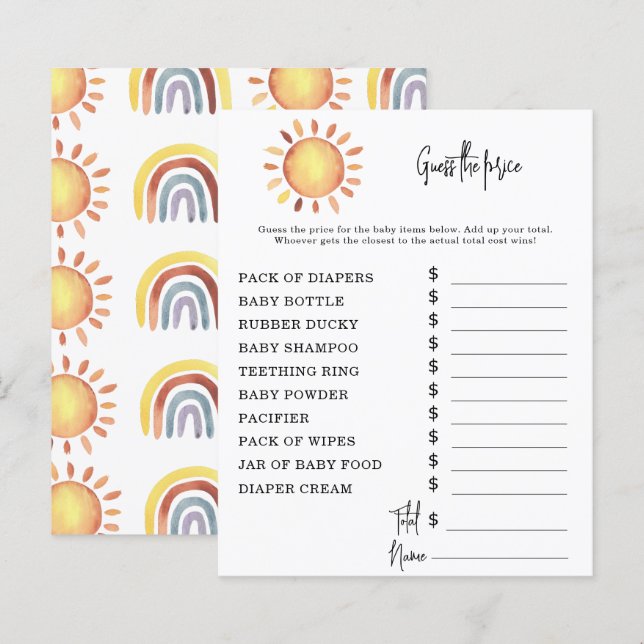 Lámina Juegos Fiesta Sunshine | Juego de adivinanzas de p (Anverso / Reverso)