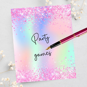 Lámina Juegos fiestas holográficos purpurina morado rosa