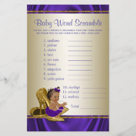 Lámina Juegos para Baby Shower de Niña Afroamericana