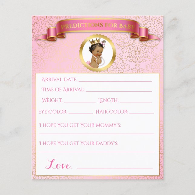 Lámina Juegos Princesa Rosa Dorado Afroamericanos (Anverso)