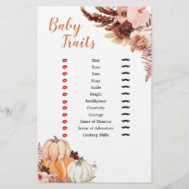 Lámina Juegos Rustic Boho Pumpkin Baby Shower Baby Trats