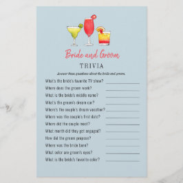 Lámina Juegos Watercolor Cocktail Couple's Shower Trivia
