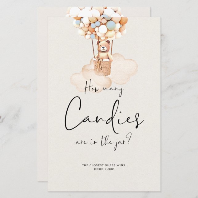 Lámina Jugar con Baby Shower - ¿Cuántos caramelos? (Anverso / Reverso)
