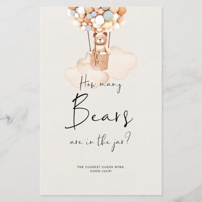 Lámina Jugar Con Baby Shower - ¿Cuántos Osos Hay En El Ja (Anverso)