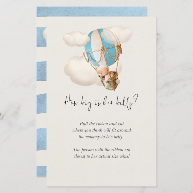 Lámina Jugar con Baby Shower - ¿Qué Tan Grande Es Su Bell (Anverso / Reverso)