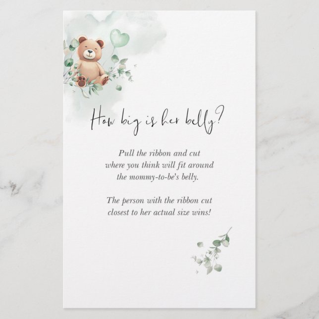 Lámina Jugar con Baby Shower - ¿Qué Tan Grande Es Su Bell (Anverso)