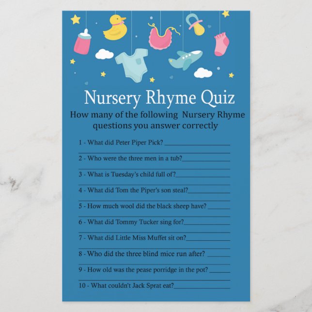 Lámina Juguetes para bebés Nursery Rhyme Prueba de bebé j (Anverso)
