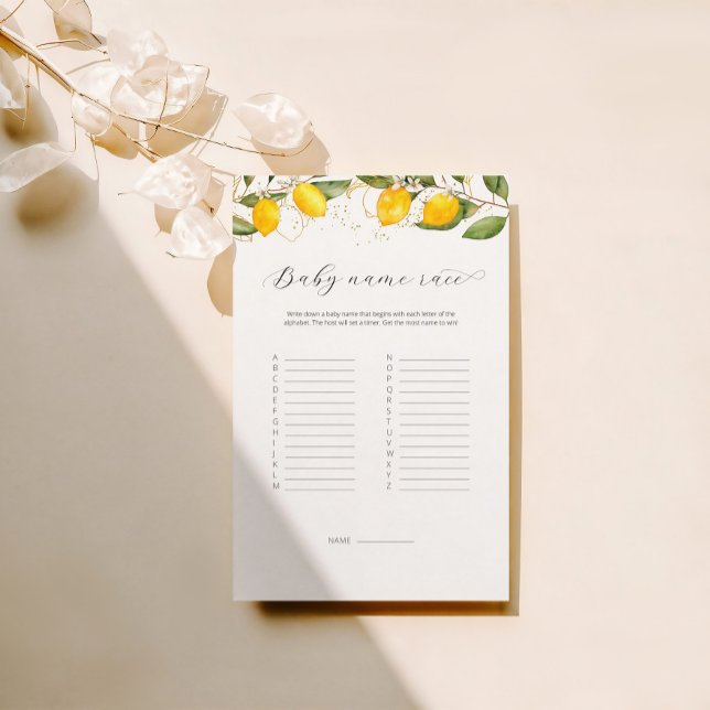 Lámina Juicy Yellow Baby Name Race Juego de Baby Shower (Subido por el creador)