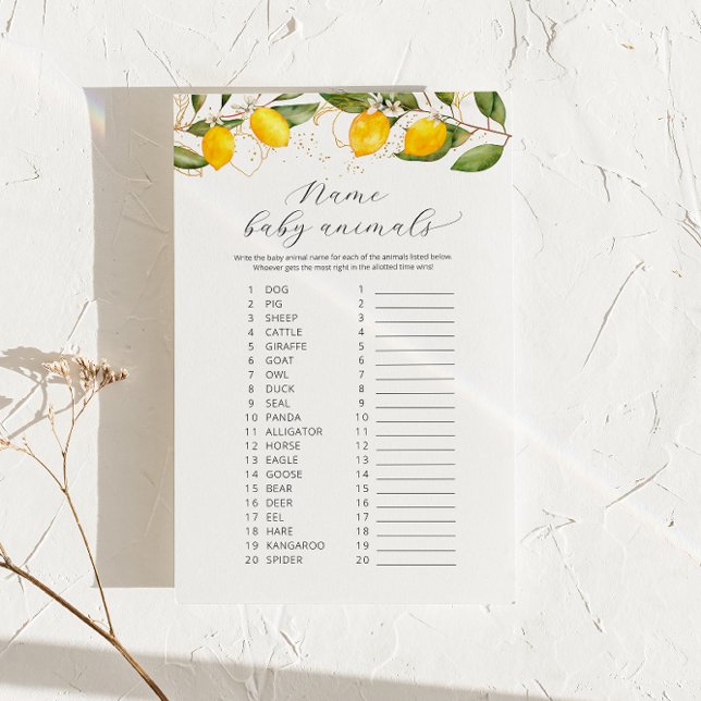 Lámina Juicy Yellow Name Baby Animals Juego de Baby Showe (Subido por el creador)