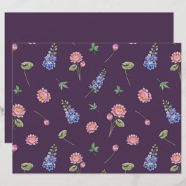 Lámina Julio Flowers Larkspur Water Lily Scrapbook