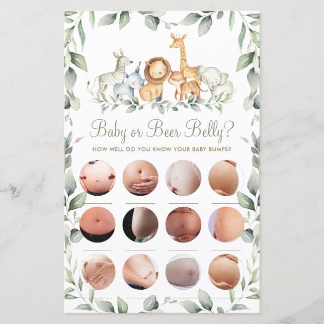 Lámina Jungle Animales divertidos Ducha bebé o juego de B (Anverso)