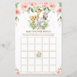 Lámina Jungle Animals Floral Juego de Bingo Baby Shower