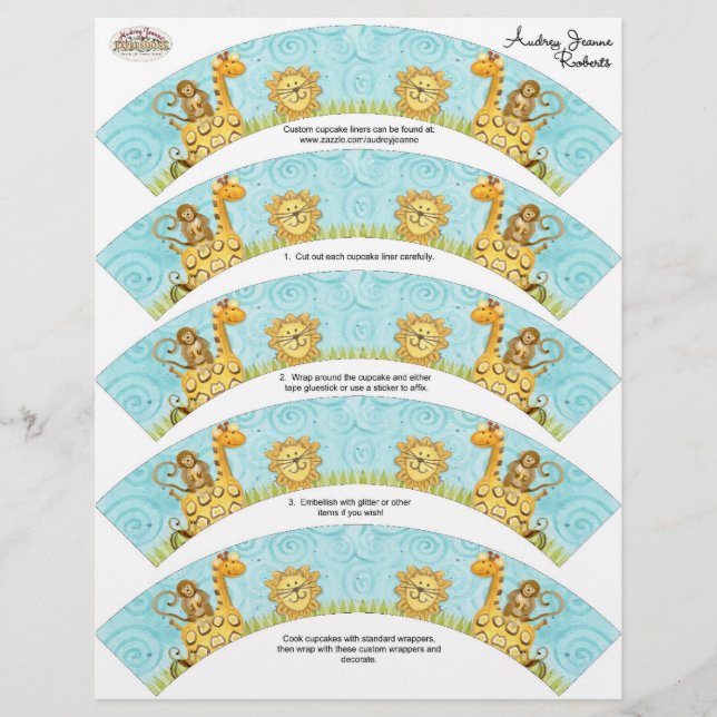 Lámina Jungle Giraffe Baby Cupcake Wraper Shower Kit (Anverso)