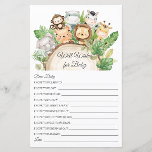 Lámina Jungle Greenery Well Wings for Baby Shower Card