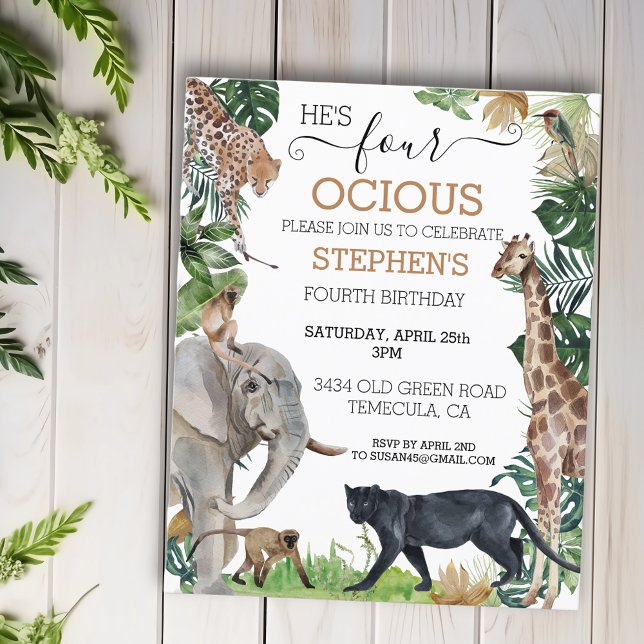 Lámina Jungle Safari Cuarto Cuatro Cumpleaños Pantera Neg (Subido por el creador)