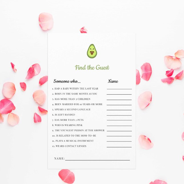 Lámina Kawaii aguacate Juego de Baby Shower Encuentra al  (Subido por el creador)