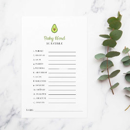 Lámina Kawaii Aguacate Juego de Baby Shower Palabra Desca