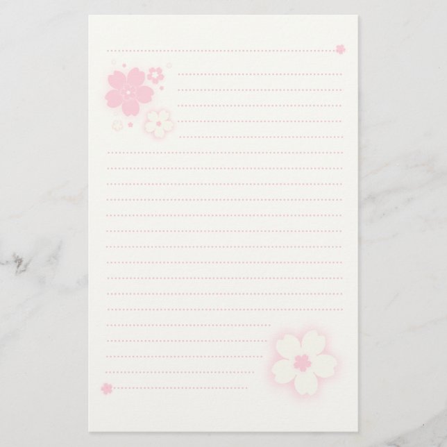 Lámina Kawaii Cherry Blossom Stationery rosada Sakura (Anverso)