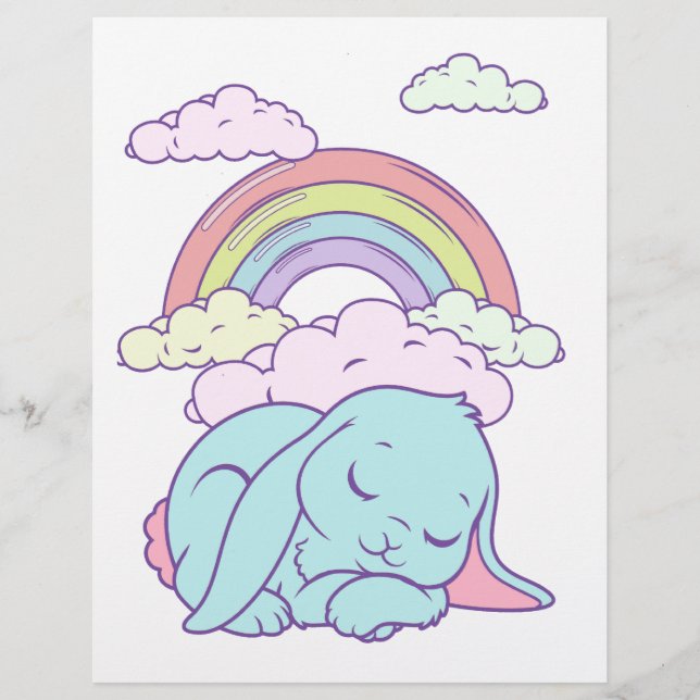 Lámina Kawaii Cute Conejo Conejo Arcoíris (Anverso)