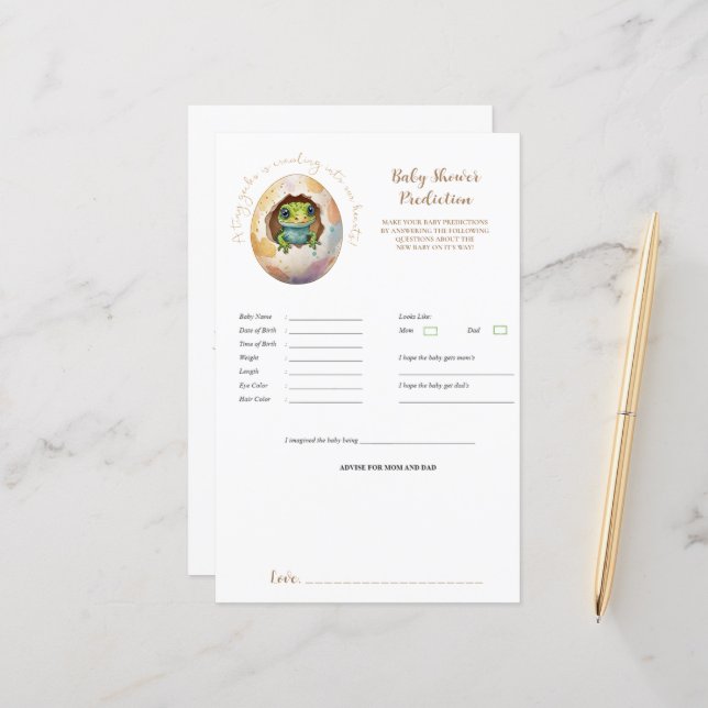 Lámina Kawaii Gecko Lizard Huevo Juego de Predicción de B (Anverso/Reverso In Situ)