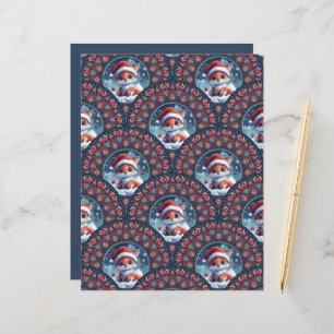 Lámina Kawaii Navidades Fox Art Deco Dot Mandala