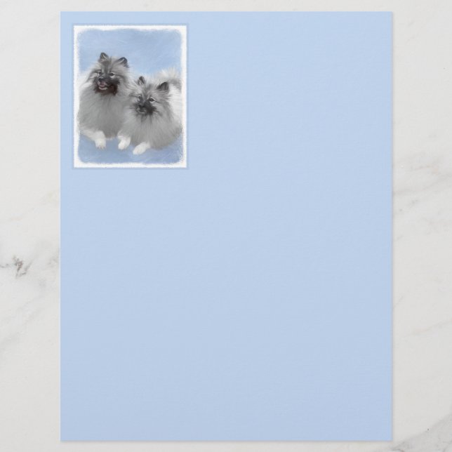 Lámina Keeshond Pair de Kees pintura animal original (Anverso)