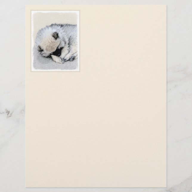 Lámina Keeshond Sleeping Pinting Pintura Original De Perr (Anverso)