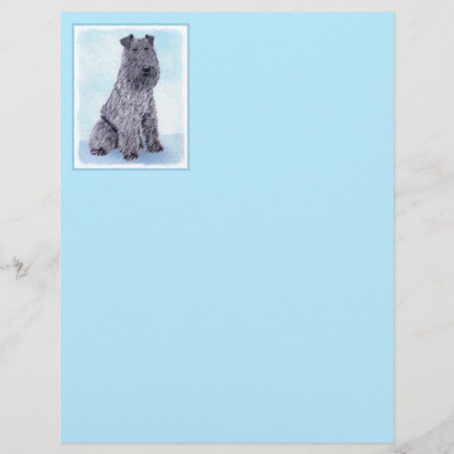 Lámina Kerry Blue Terrier Pintura Cute Original Perro Art (Anverso)
