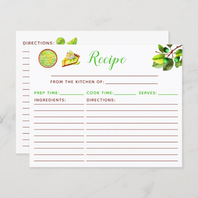 Lámina Key Lime Pie Recipe (Anverso / Reverso)