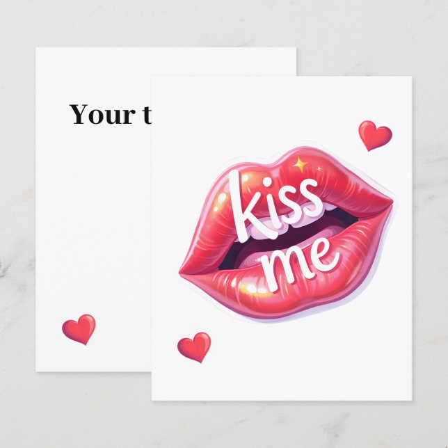 Lámina Kiss Me Glossy Red Lips Art Illustration (Anverso / Reverso)