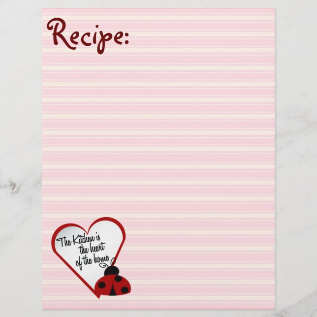 Lámina Kitchen Heart of Home Ladybug Recipe Paper (Anverso)