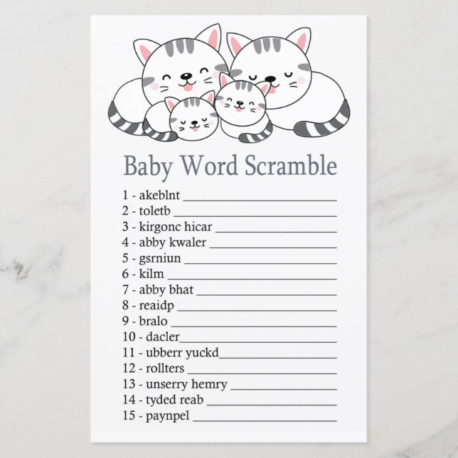 Lámina Kittens Baby Word scramble (Anverso)
