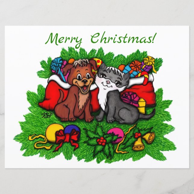 Lámina Kitty and Puppy , Happy XMas (Anverso)