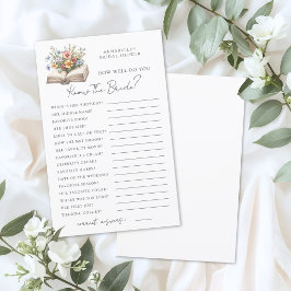 Lámina Know The Bride Book Bridal Shower Game