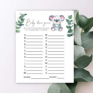 Lámina Koala Lleva Juego De Bebés. Juego Baby Shower