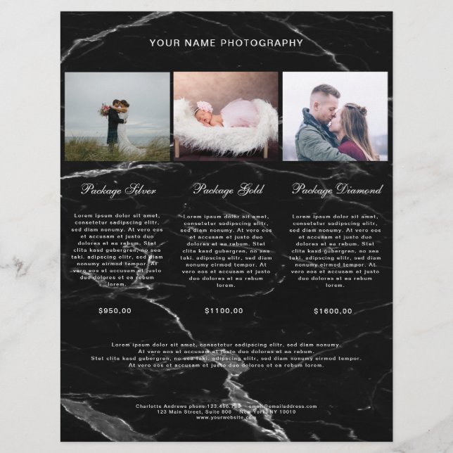 Lámina Kundenspezifisch Black Marble Foto Preisliste (Anverso)