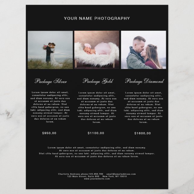 Lámina Kundenspezifisch Simpel moderno Foto Preisliste (Anverso)