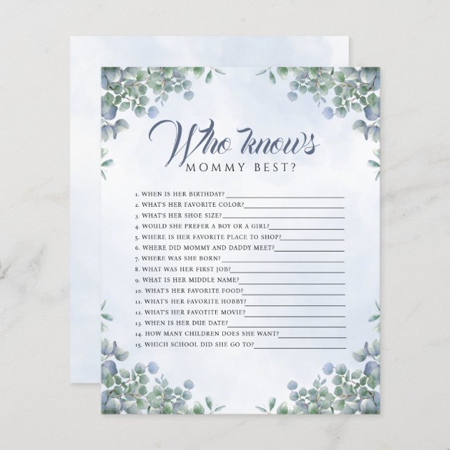 Lámina La acuarela azul verde que conoce a la mamá juego  (Anverso / Reverso)