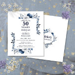 Lámina La Armada Saluda Invitación A 50 Años<br><div class="desc">Esta elegante invitación al 50 aniversario de boda azul marino puede ser personalizada con su información en tipografía moderna. Diseñado por Thisisnotme©</div>