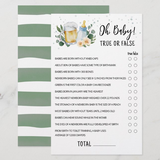 Lámina La Bebé Verdadera Se Está Preparando Un Juego Verd (Anverso / Reverso)