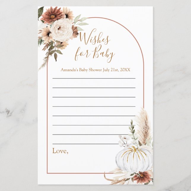 Lámina La calabaza blanca de Boho Arch desea agua para el (Anverso)