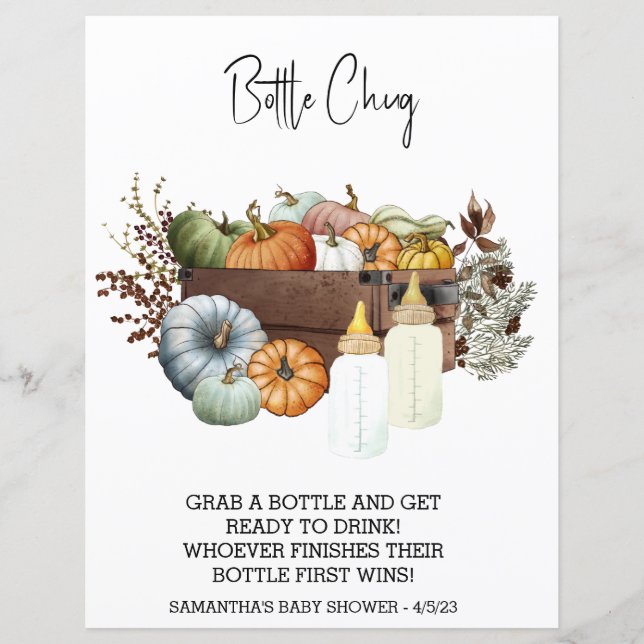 Lámina La calabaza de Baby Shower Beber botellas de otoño (Anverso)