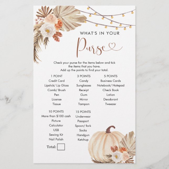 Lámina La calabaza rusa Boho cae en juego de bolsa de amo (Anverso)