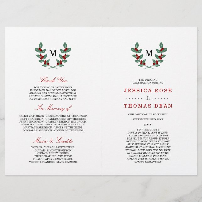 Lámina La colección de Bodas de Berry Bush monograma (Anverso)