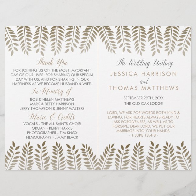 Lámina La colección de Bodas de Fern Woodland monocroma (Anverso)