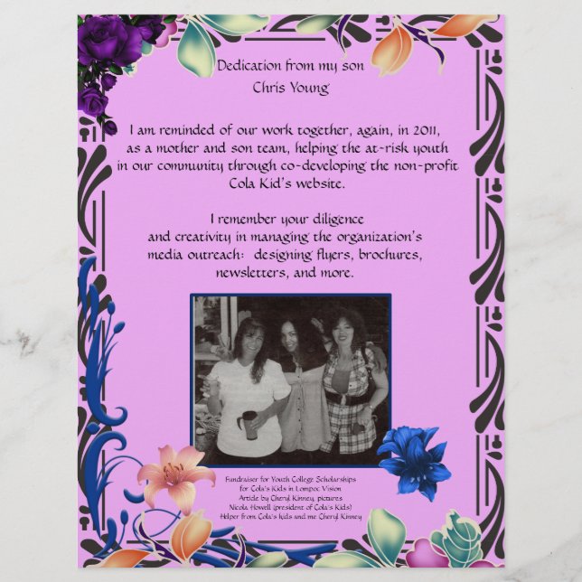 Lámina La dedicación de mi hijo al papel personalizado de (Anverso)