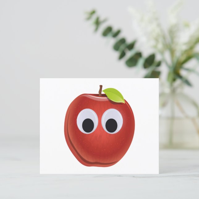 Lámina La divertida Manzana Roja con los ojos en Google (Anverso de pie)