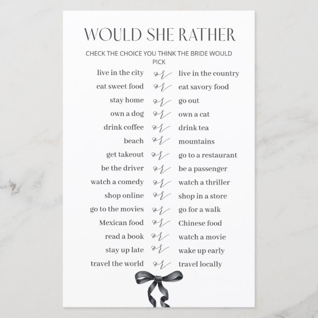 Lámina La ducha de novia Black Bow preferiría jugar (Anverso)