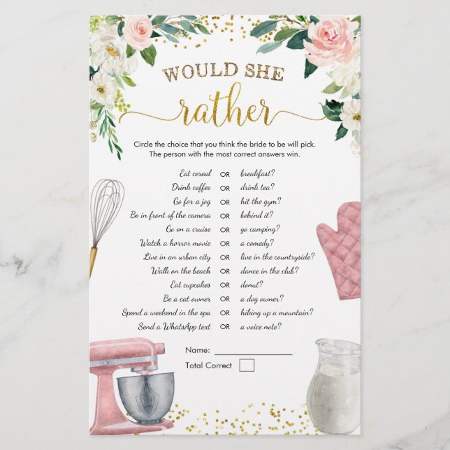 Lámina La Ducha De Novias De Cocina Prefiere Los Juegos (Anverso)