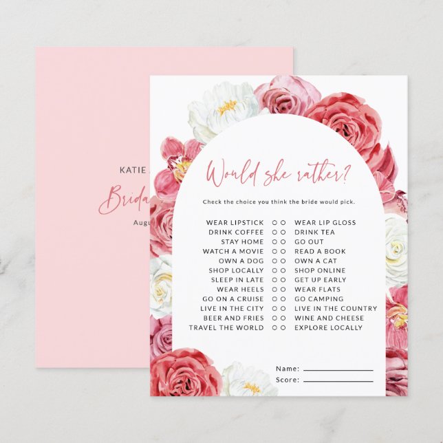 Lámina La Ducha De Novias De Flores Rosa Prefiere Jugar (Anverso / Reverso)